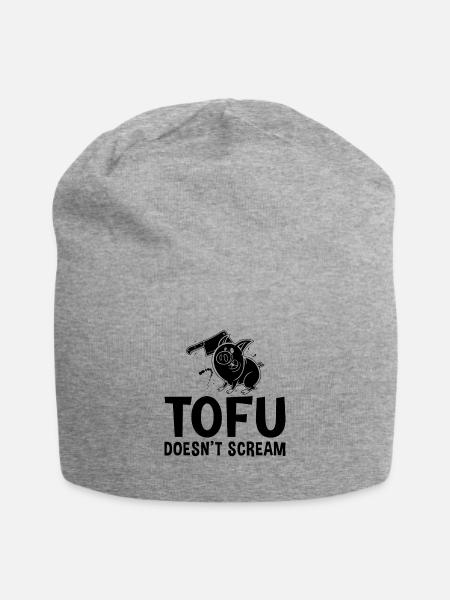 Tofu Doesn't Scream Veganism No Meat Vegan Lover - Jersey-Beanie - Grau meliert