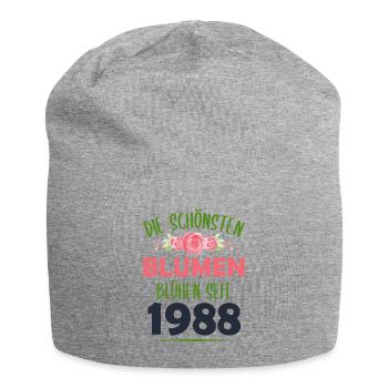 Jahrgang 1988 Blumen Spruch Geburtstag Geschenk - Jersey-Beanie - Grau meliert - Vorne