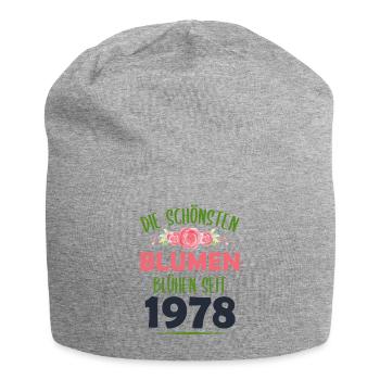 Jahrgang 1978 Blumen Spruch Geburtstag Geschenk - Jersey-Beanie - Grau meliert - Vorne