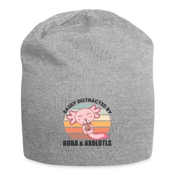 Bubble Tea Axolotl Chocolate Cute Animals Boba - Jersey Beanie - heather grey - Front