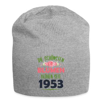 Jahrgang 1953 Blumen Spruch Geburtstag Geschenk - Jersey-Beanie - Grau meliert - Vorne