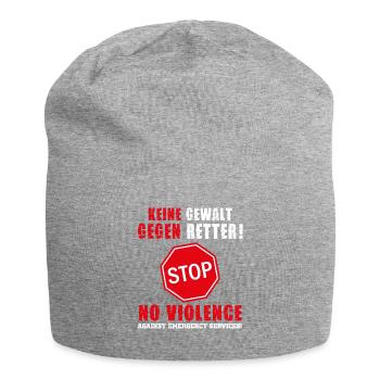 Keine Gewalt gegen Retter - gewaltfreie Einsätze! - Jersey-Beanie - Grau meliert - Vorne