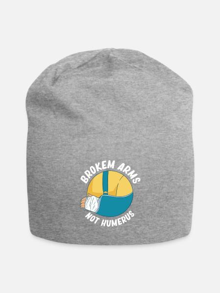 Gebrochene Arme, Nicht Oberarmknochen, Ellbogen, - Jersey-Beanie - Grau meliert