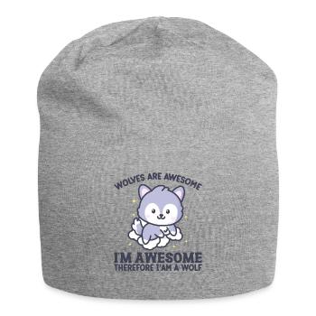 Je suis génial donc je suis un loup - Bonnet en jersey - gris chiné - Devant