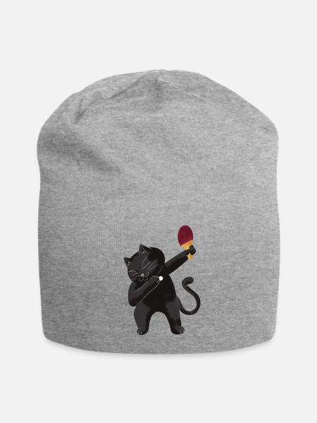 Table Tennis Katze Pingpong Outfit Cat Tischtennis - Jersey-Beanie - Grau meliert
