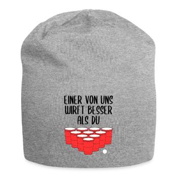 Beer Pong Bier Pong Lustiger Spruch Geschenk - Jersey-Beanie - Grau meliert - Vorne