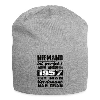 Niemand Is Perfekt Aber geboren 1957 Geburtstag - Jersey-Beanie - Grau meliert - Vorne