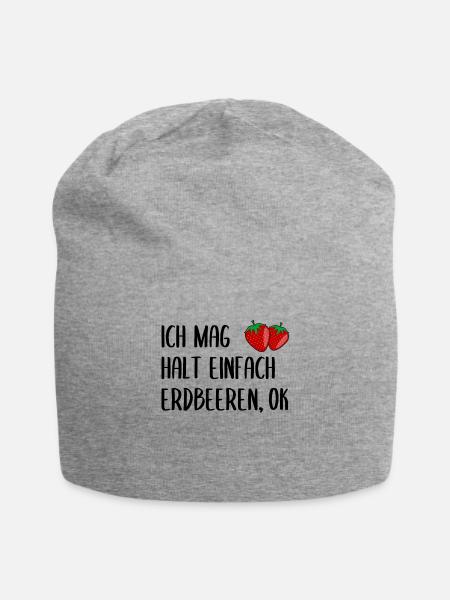 Erdbeere Lustiger Spruch Sommer Frucht Obst - Jersey-Beanie - Grau meliert