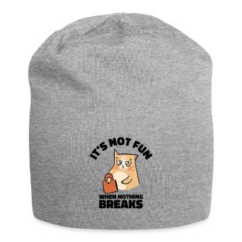 Mean Cat Drawing Line Art Cat Owner Pet Cat - Jersey Beanie - heather grey - Front