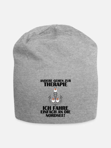 Nordsee Plattdeutsch Spruch Moin Möwe Anker - Jersey-Beanie - Grau meliert