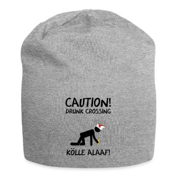 Karneval Kostüm Kölle Alaaf Köln Caution Drunk - Jersey-Beanie - Grau meliert - Vorne