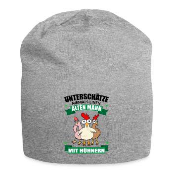 Hühner Alter Mann Spruch Hühnerliebhaber Geschenk - Jersey-Beanie - Grau meliert - Vorne