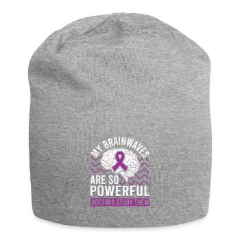 Ondes cérébrales Cerveau Ruban violet Épileptique - Bonnet en jersey - gris chiné - Devant