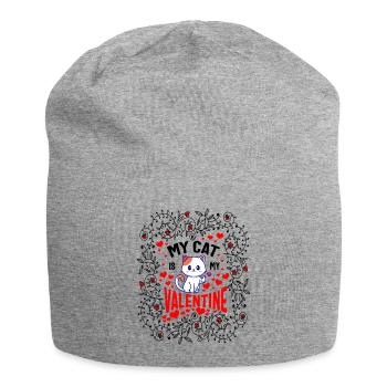 Chemise de Saint-Valentin, mon chat est mon chat de Saint-Valentin - Bonnet en jersey - gris chiné - Devant