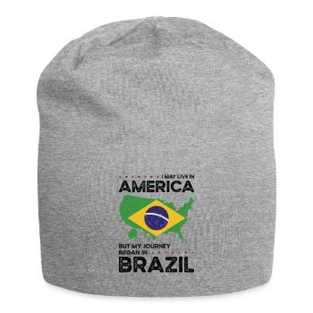 Born Brazilian Brazil American USA Citizenship - Jersey Beanie - heather grey - Front