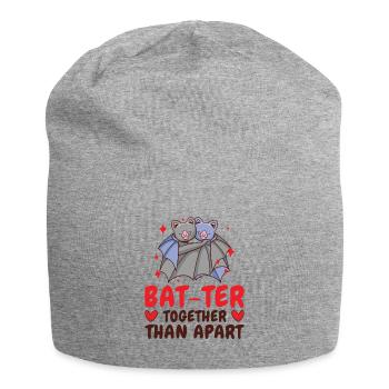 Valentine's Day Cuddling Cute Bats Couple - Jersey Beanie - heather grey - Front