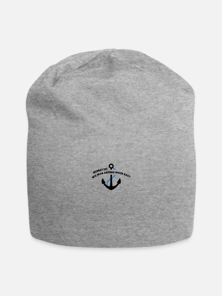 Heimat ist wo man auch abends noch Moin sagt! - Jersey-Beanie - Grau meliert
