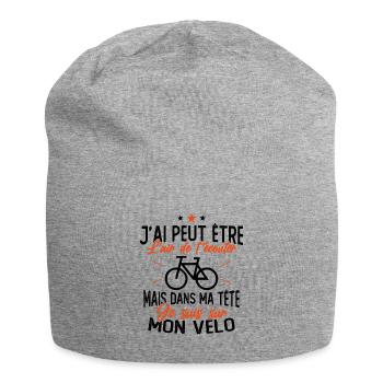 Dans Ma Tête Je suis sur Mon Vélo Humour Cyclisme - Bonnet en jersey - gris chiné - Devant