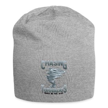 The hunt for tornadoes makes me feel alive - Jersey Beanie - heather grey - Front