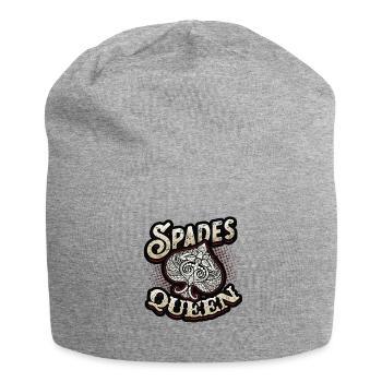 Dame de pique, jeu de cartes de pique - Bonnet en jersey - gris chiné - Devant