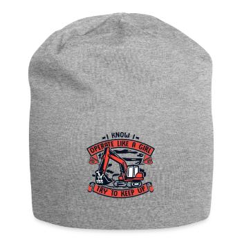 Je sais que je fonctionne comme une grue de cycle de service de fille - Bonnet en jersey - gris chiné - Devant