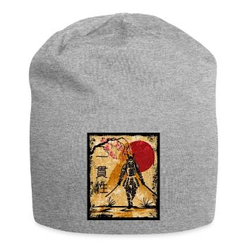 Samurai Japanese Art Vintage Fighter Retro - Jersey Beanie - heather grey - Front