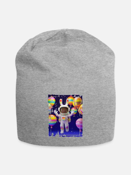 Osterhasen Astronaut im Weltall - Jersey-Beanie - Grau meliert