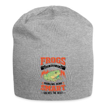 Frosch Geschenk Laubfrosch - Jersey-Beanie - Grau meliert - Vorne