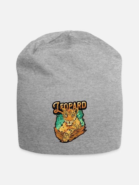 Leopard Lover Leopard Print - Jersey-Beanie - Grau meliert