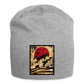 Neunschwänziger Fuchs Japanische Retro Kunst - Jersey-Beanie - Grau meliert - Vorne