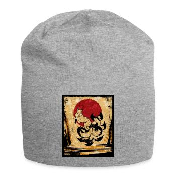 Neunschwänziger Fuchs Japanische Retro Kunst - Jersey-Beanie - Grau meliert - Vorne