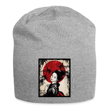 Geisha Japanese Art Vintage Retro Women - Jersey Beanie - heather grey - Front