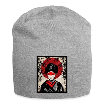 Geisha Japanese Art Vintage Retro Women - Jersey Beanie - heather grey - Front