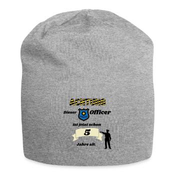 Polizei - 5. Geburtstag, für coole Polizisten - Jersey-Beanie - Grau meliert - Vorne
