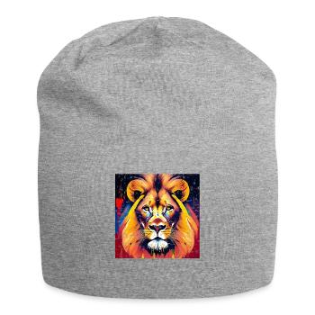 Majestic lion in oil painting style - Jersey Beanie - heather grey - Front