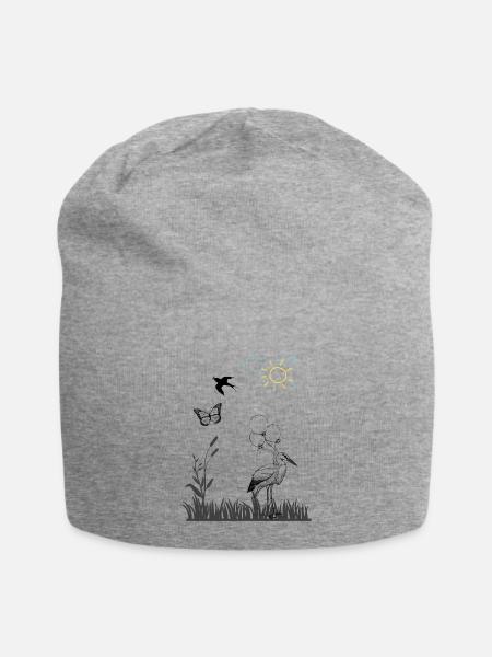Feder - Jersey-Beanie - Grau meliert