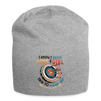I know I'm shooting like a girl - Jersey Beanie - heather grey - Front
