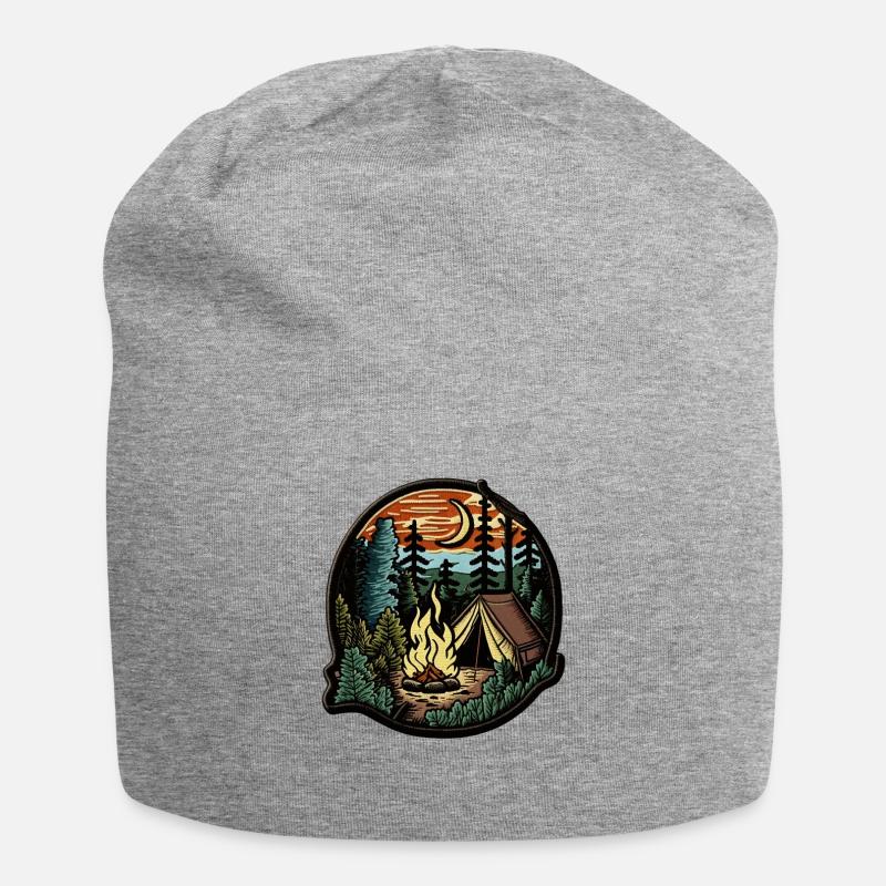 Camping - Patch design - Jersey Beanie - heather grey
