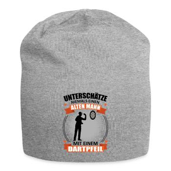 Darts Alter Mann Spruch Dartspieler Fans Geschenk - Jersey-Beanie - Grau meliert - Vorne