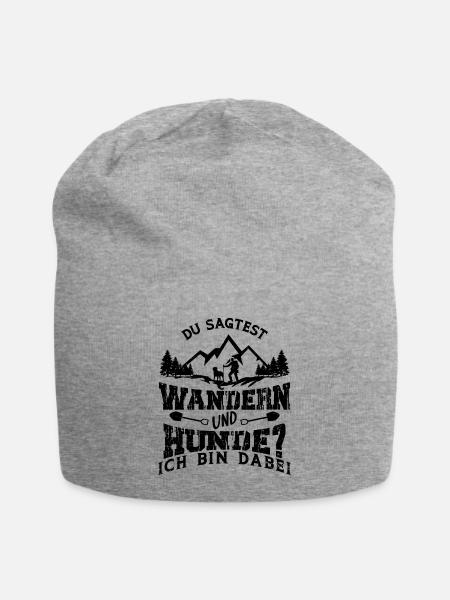 Wandern Hunde Hund Berge Wanderer Spruch Lustig - Jersey-Beanie - Grau meliert