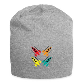 Kajakfahren Buntes Paddel Sport Muster Kunst - Jersey-Beanie - Grau meliert - Vorne