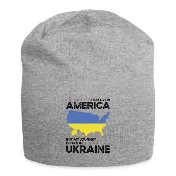 Born Ukrainian Ukraine American USA Citizenship - Jersey Beanie - heather grey - Front