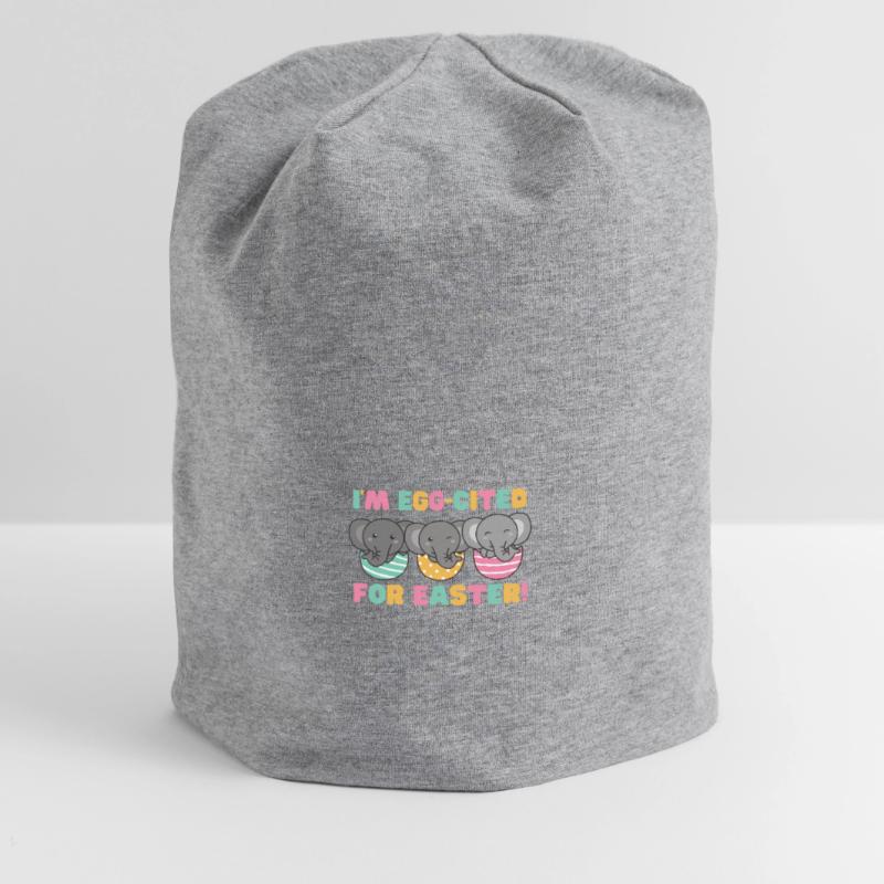 cute elephants at Easter with Easter eggs elephant Jersey Beanie