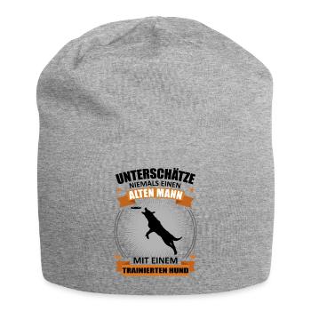 Hundetraining Alter Mann Mit Hund Spruch Geschenk - Jersey-Beanie - Grau meliert - Vorne
