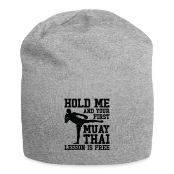 Muay Thai Trainer Kickboxing Instruktor Kampfsport - Jersey-Beanie - Grau meliert - Vorne