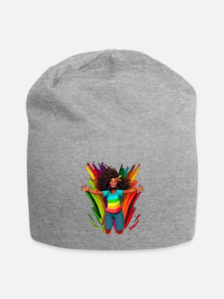 Vielfalt, Diversität, BLM, Regenbogen - Jersey-Beanie - Grau meliert