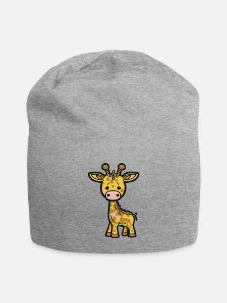 Süße Comic Giraffe für Kita-Kinder und Schüler - Jersey-Beanie - Grau meliert