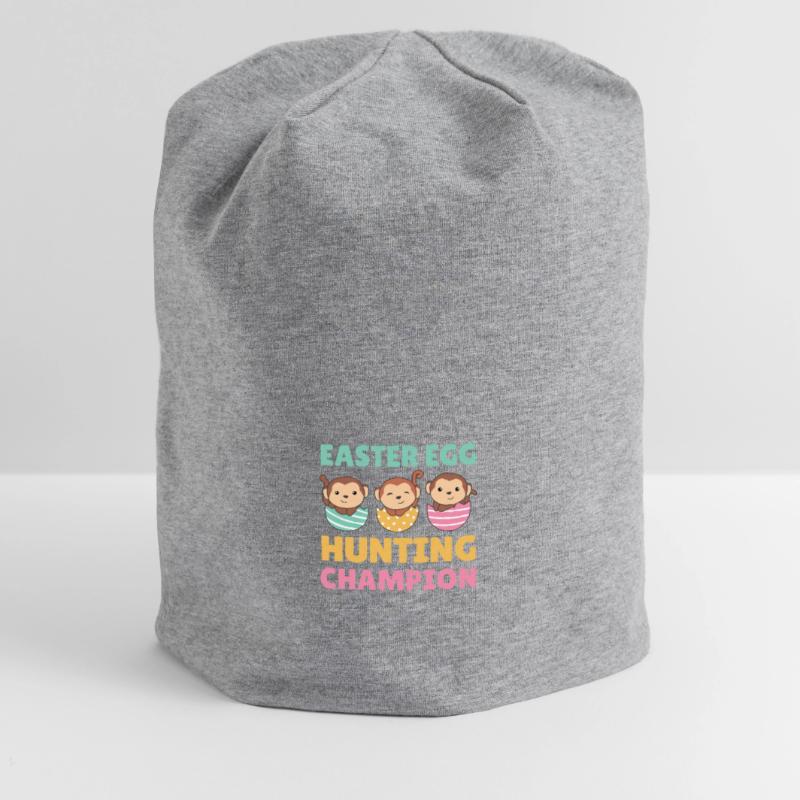 cute monkeys at Easter with Easter eggs monkey Jersey Beanie
