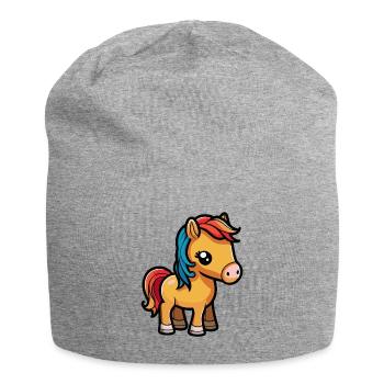 Cute horse for school beginners and kindergarten children - Jersey Beanie - heather grey - Front