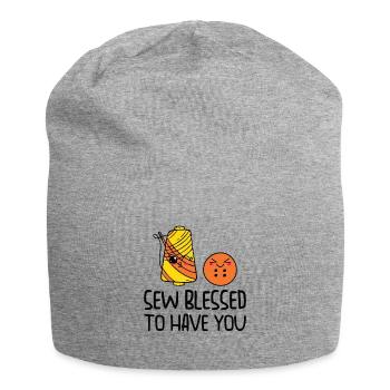 Button Thread Sibling Goals Big Brother Sister Pun - Jersey Beanie - heather grey - Front